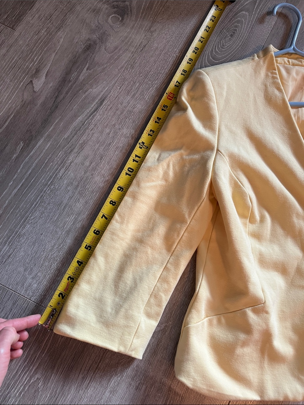 Women's pastel Yellow 3/4 sleeve Tailored Blazer Jacket - small - Picture 7 of 8